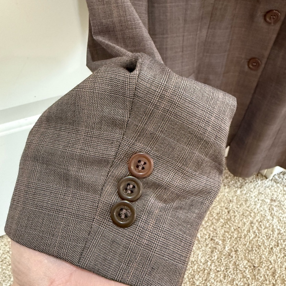 RJ Classics Prestige Equestrian Show coat ladies 12 R brown plaid shades - Picture 7 of 15